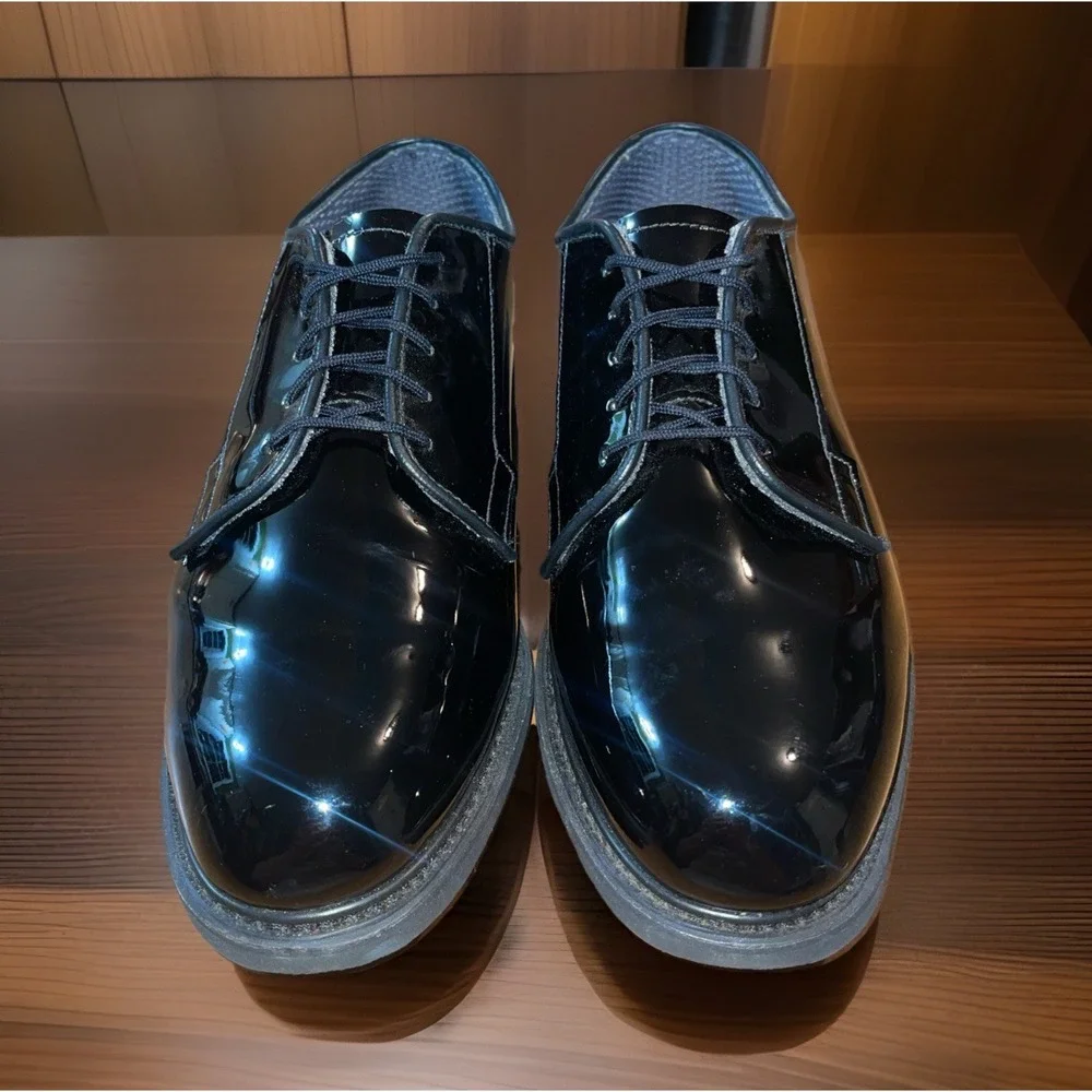 Bates High Gloss Oxford Shoes Men 6.5 3E‎ Black Shine Military Wedding Formal